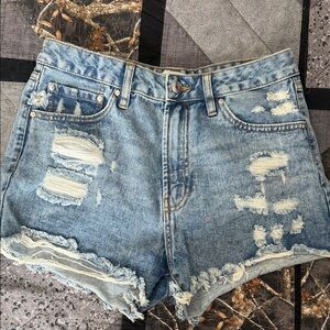 Vintage Light Blue Distressed Jean Shorts
